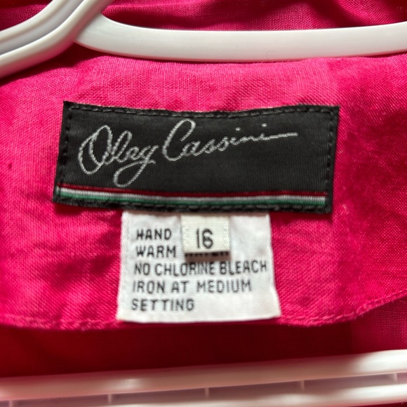 Oleg Cassini pink Linen Long Sleeve Button Down shirt, Sz 16, mint cont - Picture 3 of 4